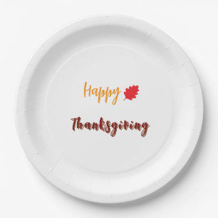 Happy thanksgiving text paper plates