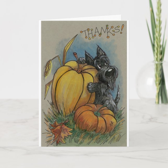 Happy Thanksgiving, Thank you, Scottish terrier Gr Card (Front)