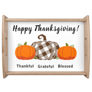 Happy Thanksgiving Thankful Grateful Blessed Serving Tray