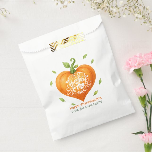 Happy Thanksgiving Thankful Heart Pumpkin  Favor Bag (Sealed)