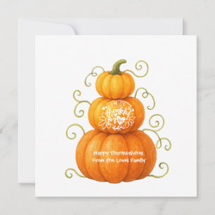 Happy Thanksgiving Thankful Pumpkins Holiday Card