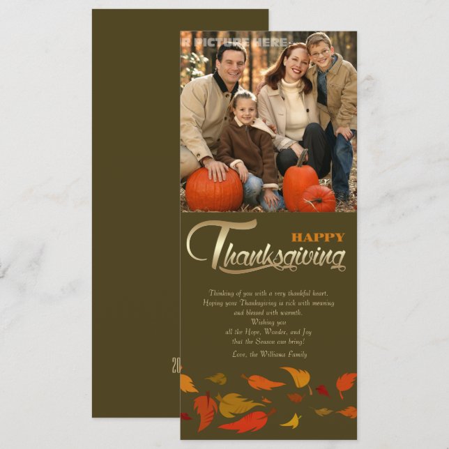 Happy Thanksgiving. Thanksgiving Photo Holiday Card (Front/Back)