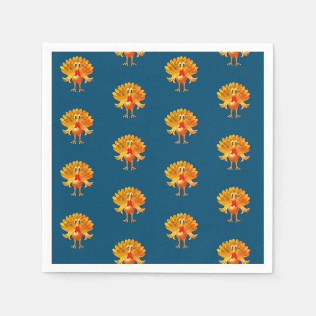 happy thanksgiving , thanksgiving turkey, napkins (Front)