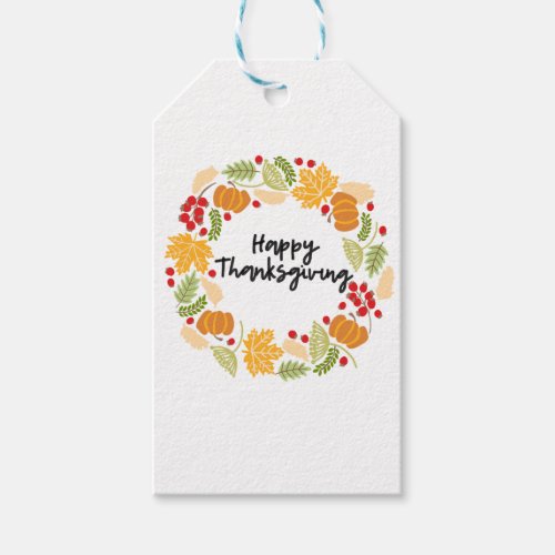 HAPPY THANKSGIVING Thanksgiving Wreath Cute Gift Tags