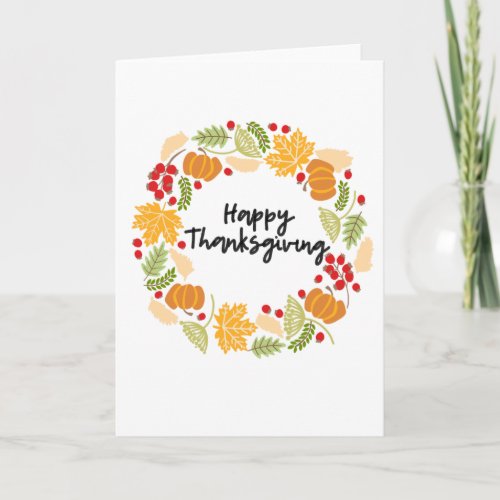 HAPPY THANKSGIVING Thanksgiving Wreath Cute Holiday Card