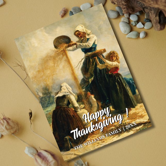 Happy Thanksgiving Three Women Harvest Roussin Card (Creator Uploaded)