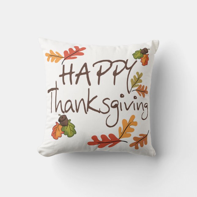 Happy Thanksgiving Throw Pillow (Front)