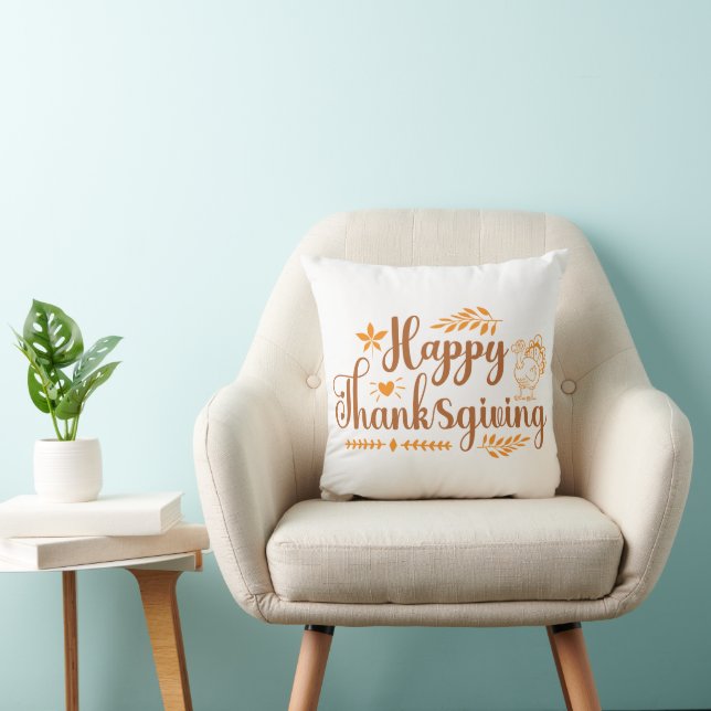 Happy Thanksgiving Throw Pillow (Chair)
