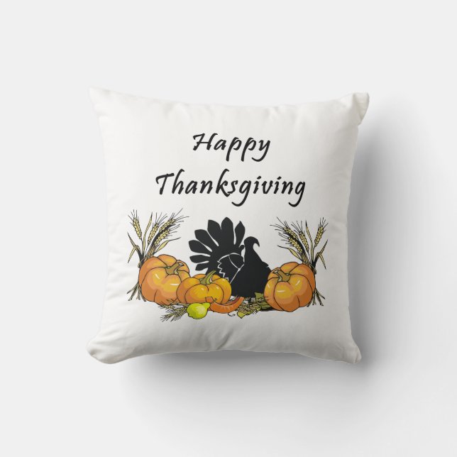 Happy Thanksgiving Throw Pillow (Front)