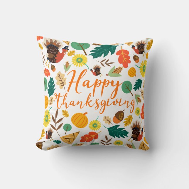 Happy Thanksgiving Throw Pillow (Front)