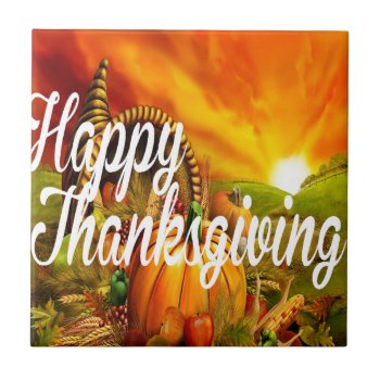Happy Thanksgiving Tile by Bahahahas at Zazzle