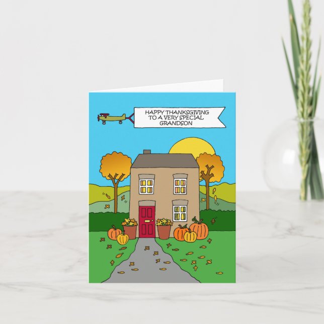 Happy Thanksgiving to Grandson  Card (Front)