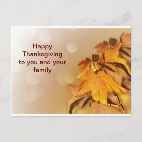 Happy Thanksgiving to you and your family Postcard