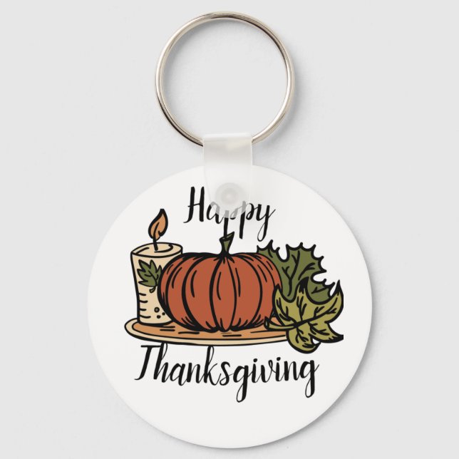 Happy Thanksgiving Tote Bag Keychain (Front)