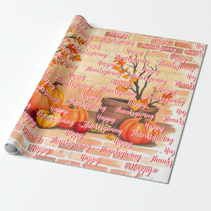 Happy Thanksgiving Trendy Beautiful Fall Wrapping Paper