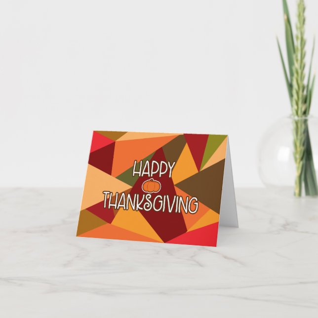 HAPPY THANKSGIVING Triangles Fall Greeting Card (Front)