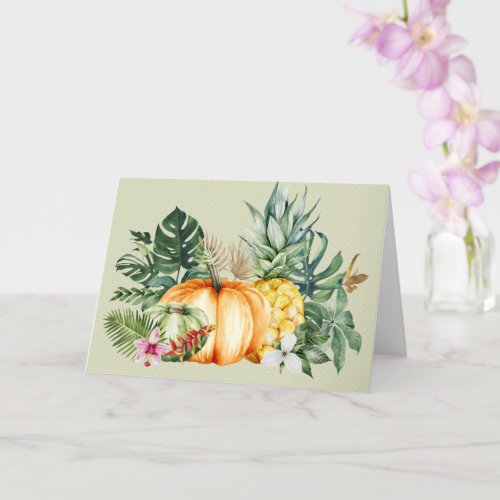 Happy Thanksgiving Tropical Pumpkin Pineapple Card