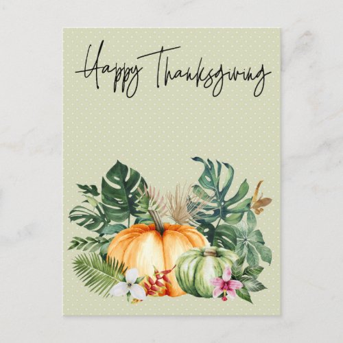 Happy Thanksgiving Tropical Pumpkin Postcard