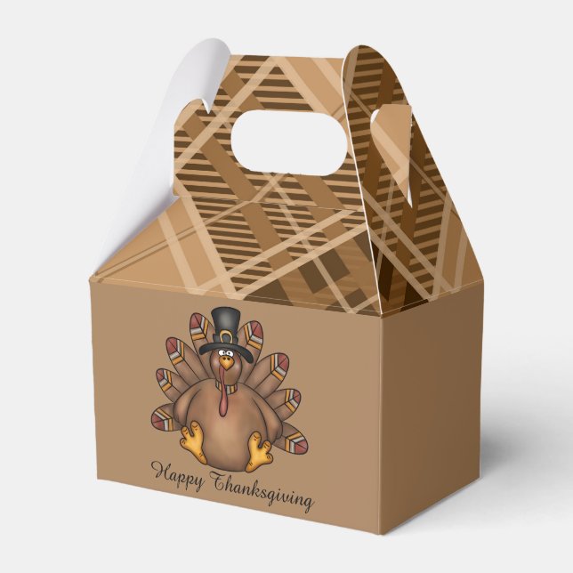 Happy Thanksgiving turkey add name message Favor Boxes (Front Side)