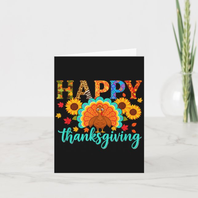 Happy Thanksgiving Turkey &amp; Sunflower, Thanksg Card (Front)