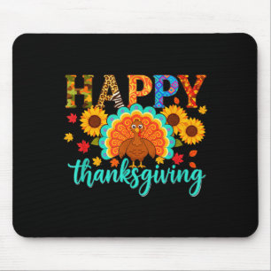Happy Thanksgiving Turkey &amp; Sunflower, Thanksg Mouse Pad