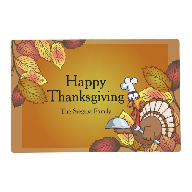 Happy Thanksgiving Turkey Bird Placemat (Front)