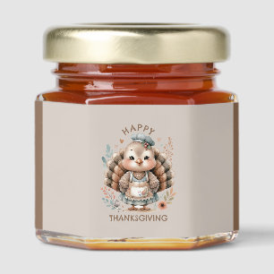 Happy Thanksgiving Turkey Brown Honey Jar Favors