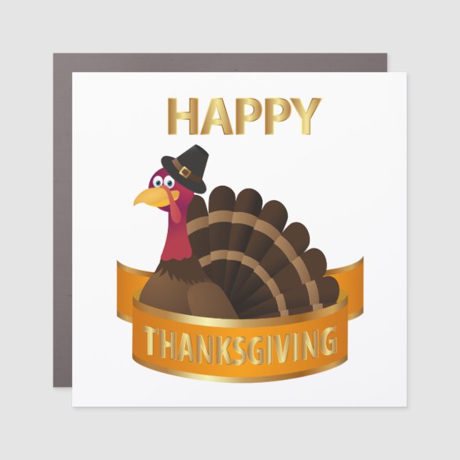 Happy Thanksgiving Turkey Car Magnet (Front)