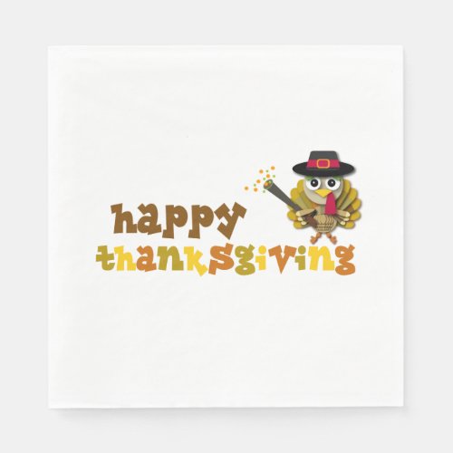 Happy Thanksgiving Turkey Cartoon Napkins