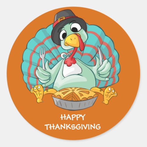 Happy Thanksgiving Turkey Classic Round Sticker