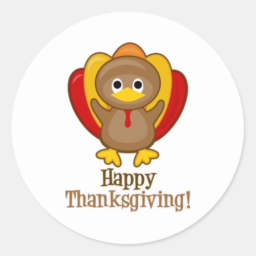 Happy Thanksgiving Turkey Classic Round Sticker