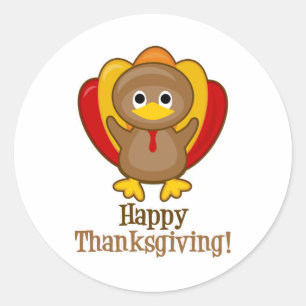 Happy Thanksgiving Turkey Classic Round Sticker