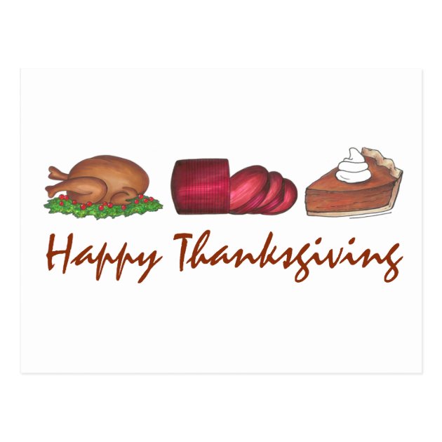 Happy Thanksgiving Turkey Cranberry Pie Postcard