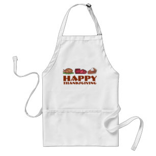 Happy Thanksgiving Turkey Cranberry Pumpkin Pie Adult Apron