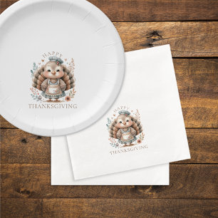 Happy Thanksgiving Turkey Custom Text Paper Dinner Napkins