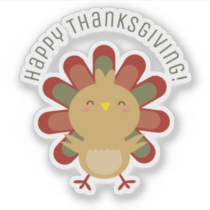 Happy Thanksgiving Turkey Cute Cartoon Gobble Sticker