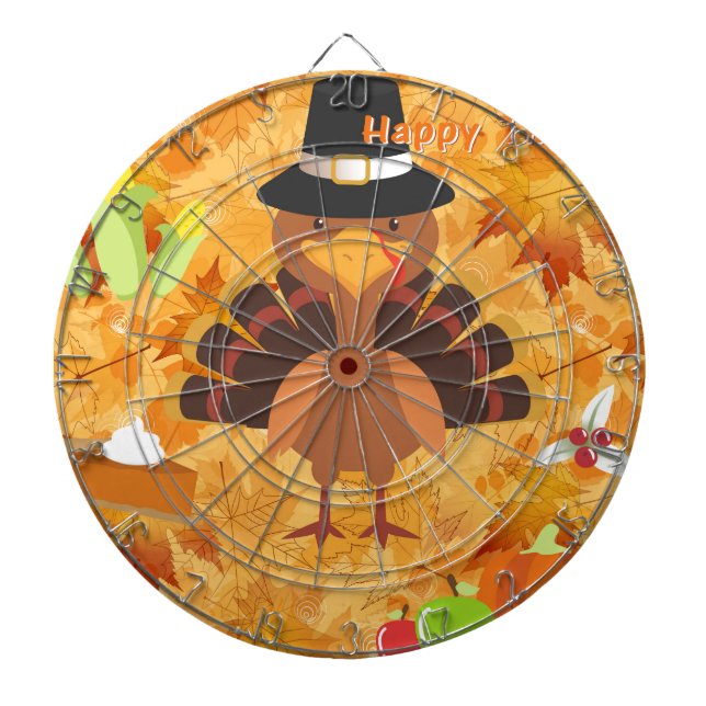 happy thanksgiving turkey dartboard (Front)