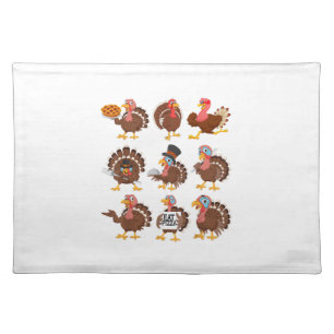 Happy Thanksgiving Turkey Day Girls Boys Kids Todd Cloth Placemat