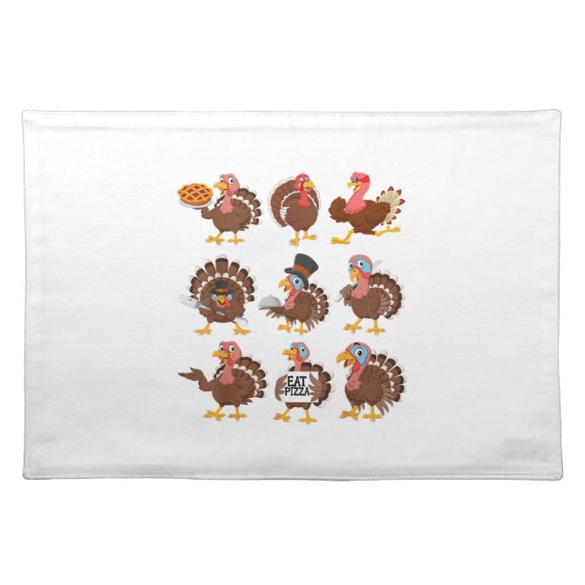 Happy Thanksgiving Turkey Day Girls Boys Kids Todd Cloth Placemat (Front)