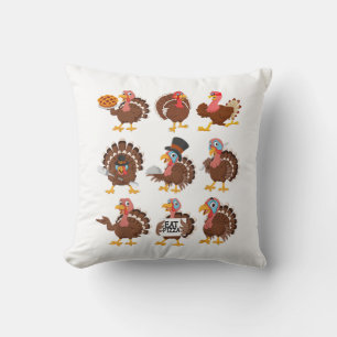 Happy Thanksgiving Turkey Day Girls Boys Kids Todd Throw Pillow