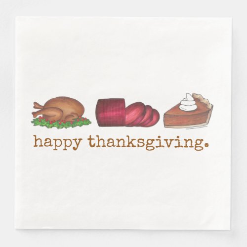 Happy Thanksgiving Turkey Dinner Holiday Meal Paper Dinner Napkins