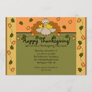 Happy Thanksgiving Turkey Dinner Invitation