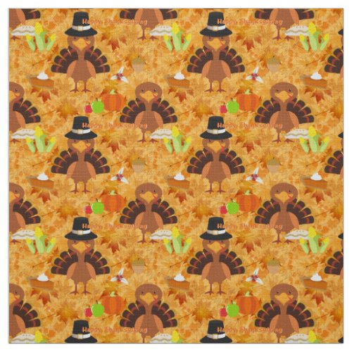 happy thanksgiving turkey fabric