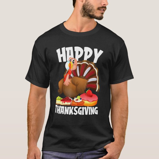 Happy Thanksgiving Turkey Face Mask  Food T-Shirt (Front)