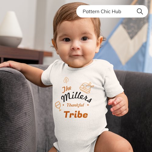 Happy Thanksgiving Turkey Fall Reunion Family Baby Bodysuit