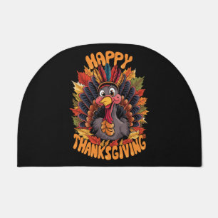 Happy Thanksgiving Turkey Family Fall Doormat
