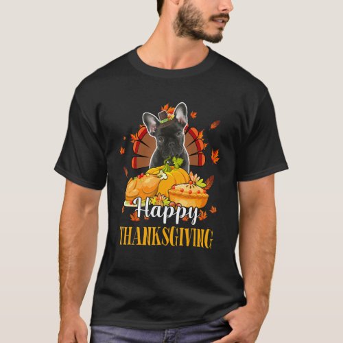 Happy Thanksgiving Turkey French Bulldog Fall Pump T_Shirt