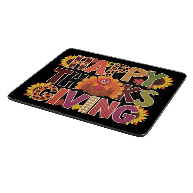 Happy Thanksgiving Turkey Funny Pumpkin Season Cutting Board (Corner)