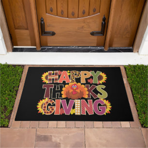 Happy Thanksgiving Turkey Funny Pumpkin Season Doormat