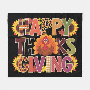 Happy Thanksgiving Turkey Funny Pumpkin Season Fleece Blanket